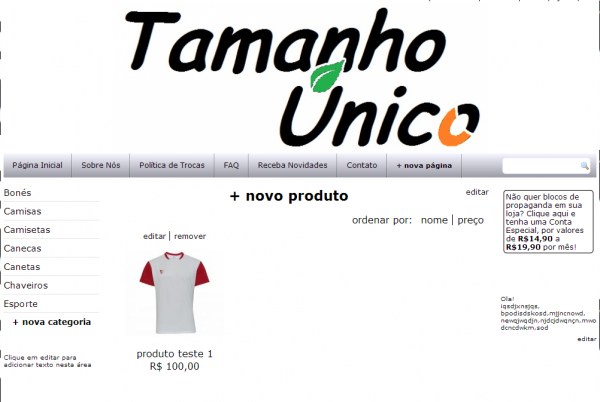Vendo Loja virtual de camisetas